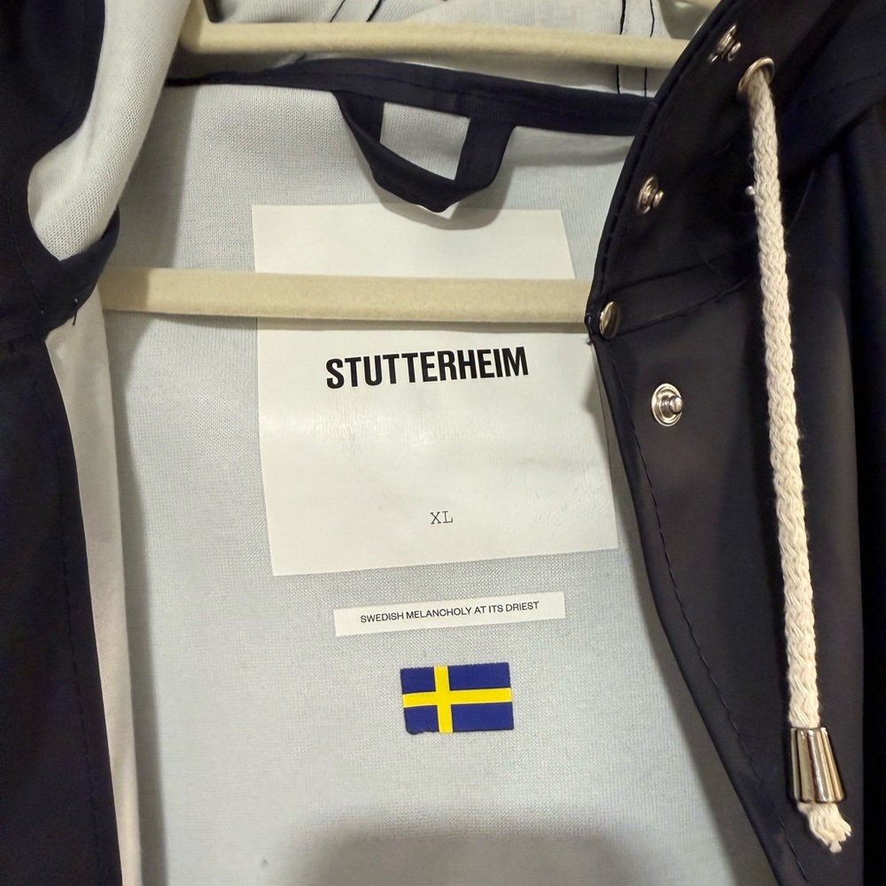 Stutterheim Dark Blue women’s xl navy heavy Raincoat - Picture 2 of 5